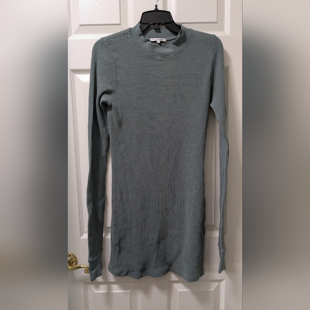Cotton Citizen mini dress green waffle knit distressed size Medium M